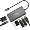 UNITEK uHUB O8+ káblový USB 3.2 Gen 1 Type-C hub, sivý, 100W Power Delivery