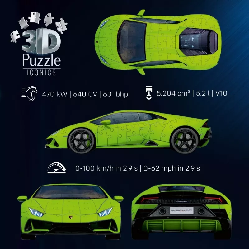 Puzzle 3D 158 dielov Lamborghini Huracan EVO zelené