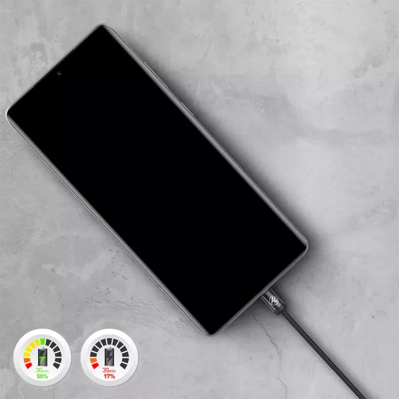 USB-C kábel Tellur TLL155801 240W 2m čierny – USB-C na USB-C nabíjací a dátový kábel