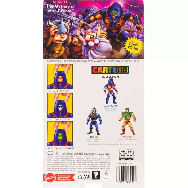 Akčná figúrka MATTEL M.O.T.U. Origins Man-E-Faces JBM80, zberateľská, polohovateľná figúrka