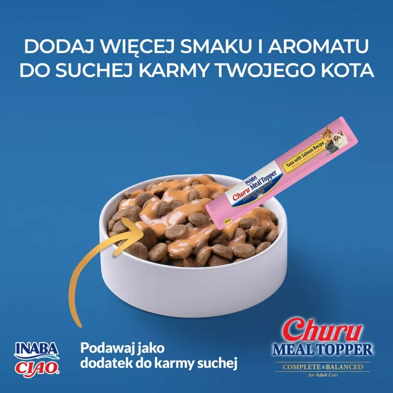 Topper na mačacie krmivo INABA Churu Meal Topper tuniak s lososom, 4 x 14 g vrecká