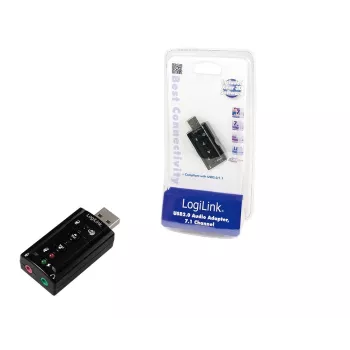 Externá USB zvuková karta LOGILINK UA0078, 7.1-kanálová, USB rozhranie, kompaktná 124×194×34 mm, 80 g
