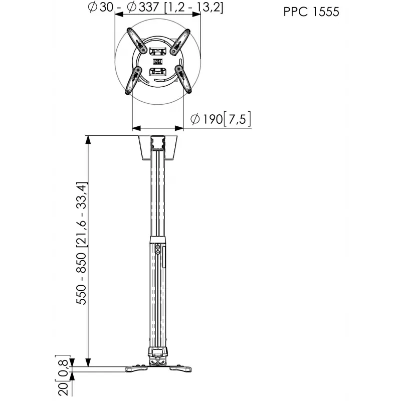 Stropný držiak projektora Vogel's PPC 1555 strieborný