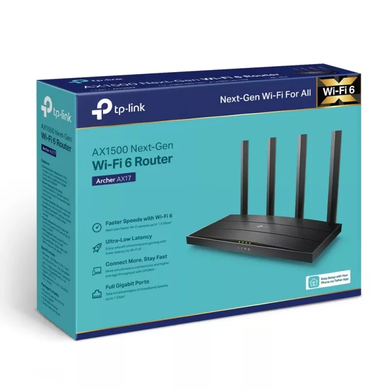 TP-Link Archer AX17 WLAN router Gigabit Ethernet Dualband (2,4 GHz / 5 GHz) čierny