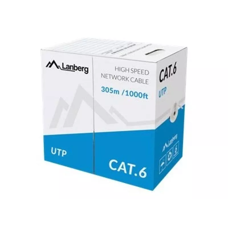 Lanberg LCU6-10CC-0305-S sieťový kábel Cat6 U/UTP, 305 m, drôt, CCA, 1 Gb/s, sivý