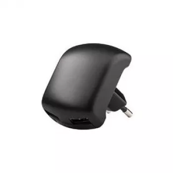 USB nabíjací adaptér 230V na 2x USB (2A) – cestovná nabíjačka (čierna pogumovaná)