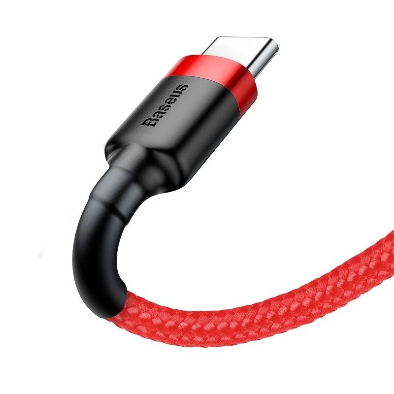 USB 2.0 A na USB-C kábel Baseus CATKLF-B09 1m QC3.0 nylonové opletenie červený, rýchle nabíjanie a synchronizácia dát