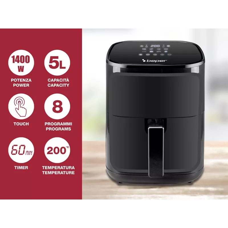 Teplovzdušná fritéza Beper P101FRI051 5 l 1400 W čierna