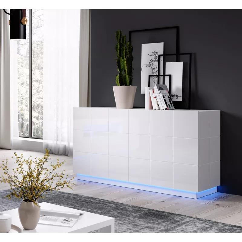 Cama komoda 2D REJA biela lesklá/biela lesklá