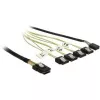 Interný Mini-SAS na 4×SATA kábel DELOCK 0,5 m — Mini SAS SFF-8087 na 4×SATA 7p, čierny/strieborný/žltý