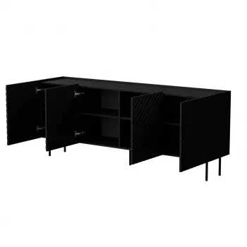 Komoda cama meble LUCCA 4D, 200×40×80 cm, čierna, korpus z drevotriesky