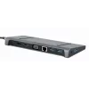 Laptop dok Gembird A-CM-COMBO9-02 USB 3.2 Gen 1 Type-C, HDMI, VGA, 3×USB-A, Gigabit Ethernet, 87W PD, sivá