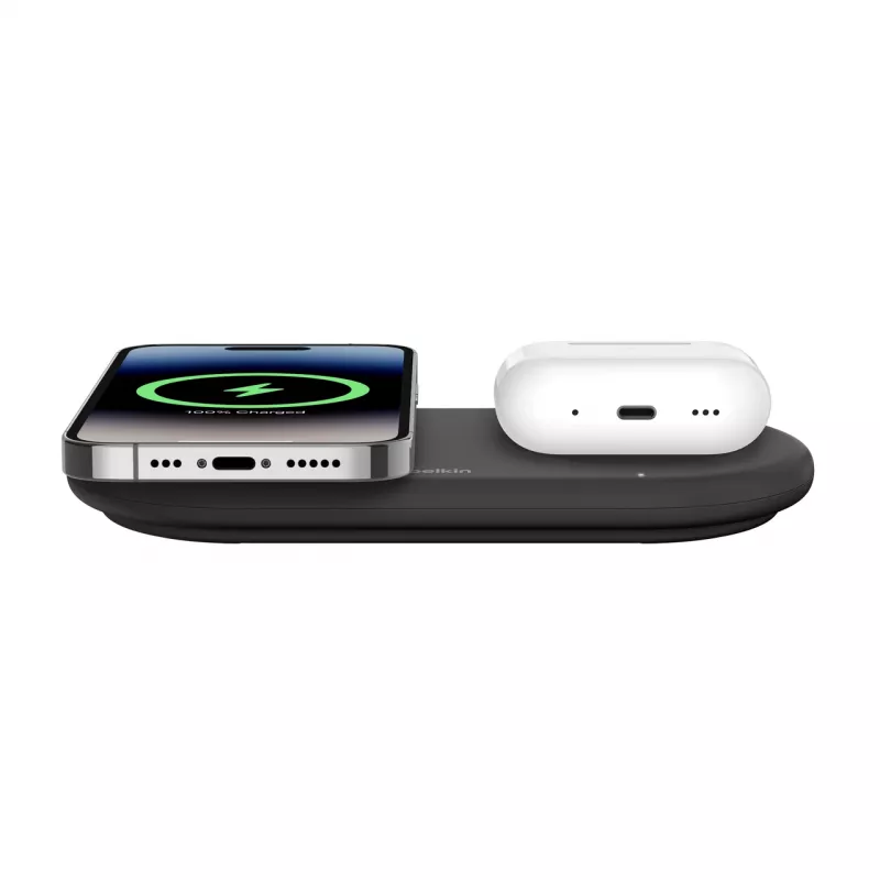 Belkin WIZ021VFBK – 2-in-1 bezdrôtová nabíjacia stanica s technológiou Qi2 15 W, čierna