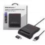 Čítačka ID kariet QOLTEC Smart-Chip-ID čítačka kariet — USB, čierna, 84,5×65×16 mm, 63 g