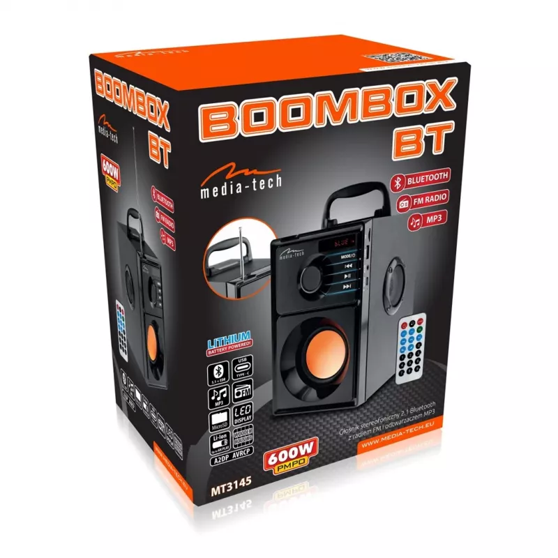 Media-Tech BOOMBOX BT 15 W stereo prenosný reproduktor čierny