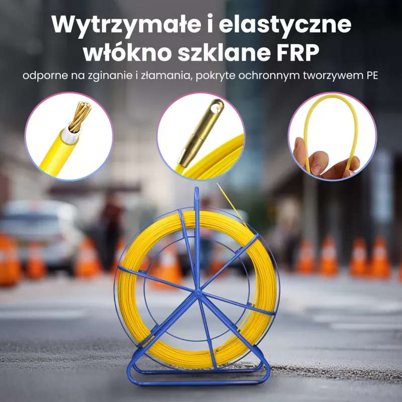 Extralink Pilot 4,5 mm 25 m | ťahadlo na káble | sklolaminát GFK, Ø 4,5 mm, D 25 m, žltá