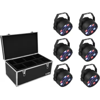 LED PAR svetelná sada EUROLITE 20000626, 6×36W RGB, pódiove umývacie svetlá
