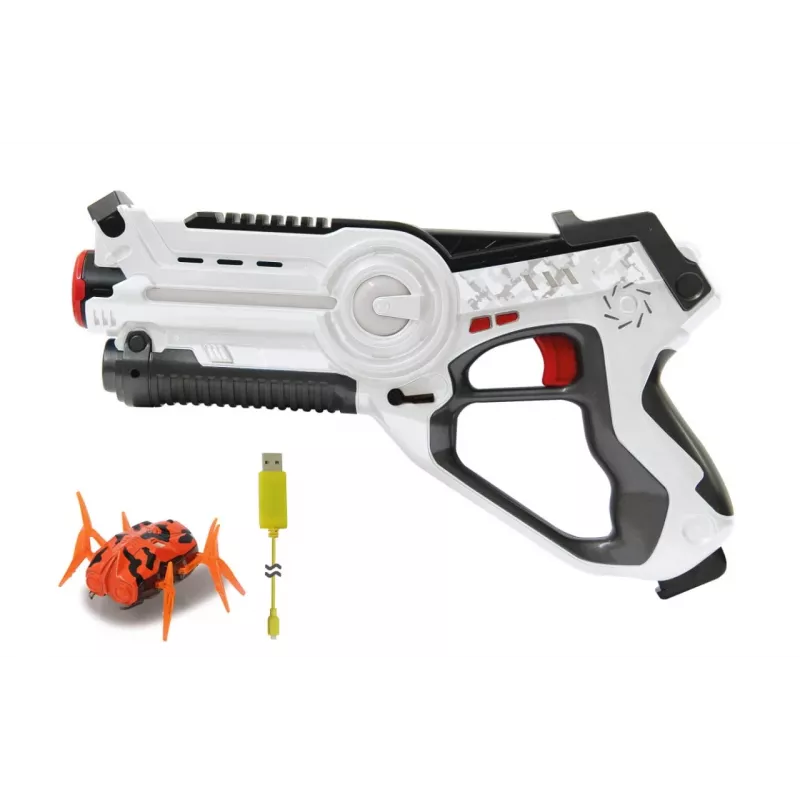 Jamara 410065 Impulse Laser Bug Hunt Set, hračkárska laserová pištoľ s terčom, biela/oranžová