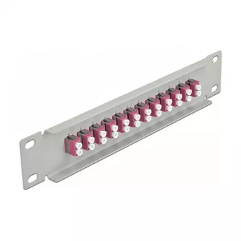 Optický patch panel DeLOCK 10 palcov 12 port LC Duplex fialový 1U sivý