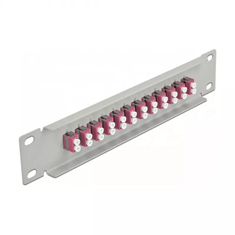 Optický patch panel DeLOCK 10 palcov 12 port LC Duplex fialový 1U sivý