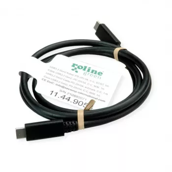 ROLINE USB3.2Gen2 kábel PD 20V5A Type-C-C ST/ST 0,5 m - kábel - Digital/Dáta - 0,5 m (11.99.9057)