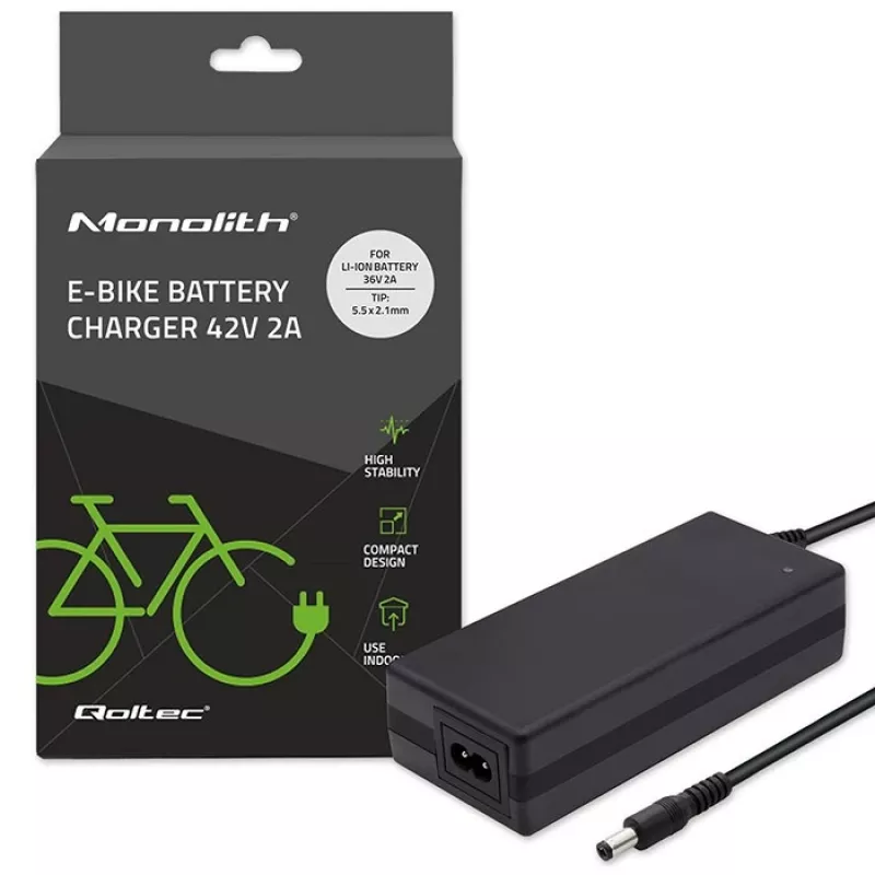 Qoltec 50761 nabíjačka pre e-bike batérie 36V | 42V | 2A | 5,5*2,5