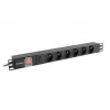 Rozvodná jednotka LANBERG PDU-06E-0200-BK — 6x výstupy typu E, 16 A, kábel 2 m, 1U rack, 220–250 V