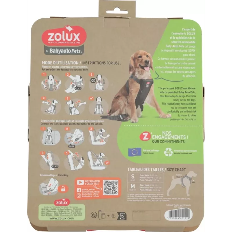 Postroj pre psa ZOLUX TRAVEL SAFE S, veľkosť S, červená