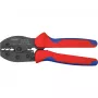 Krimpovacie kliešte Knipex PreciForce model 975236 SB — izolované rukoväte v čiernej, modrej a červenej