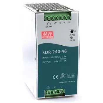Mean Well SDR-240 séria SDR-240-48 - napájanie (možná montáž na DIN lištu) - AC 115/230 V - 240 Watt - aktívne PFC (SDR-240-48)