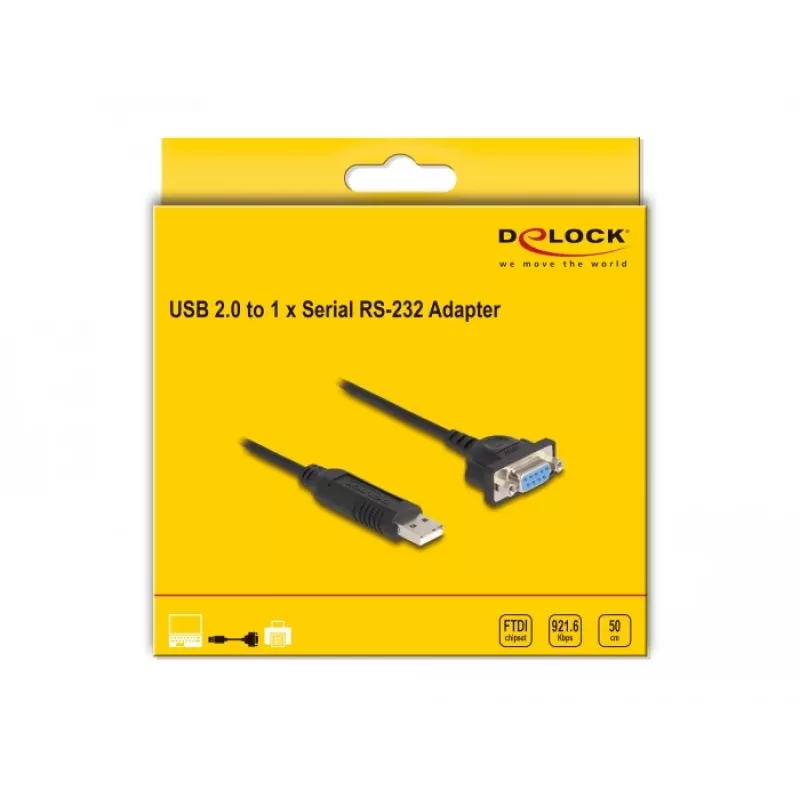 DeLOCK USB 2.0 na sériový RS-232 adaptér 50 cm FTDI čierna