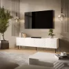 TV skrinka cama meble LUCCA 4D, 2000×400×590 mm, biela, doska z drevotriesky