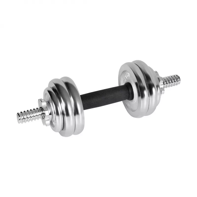 REBEL ACTIVE Chrome nastaviteľné jednoručky v kufríku 15 kg s dlhou tyčou