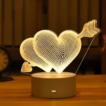 Nočná lampa Extralink HOME 3D optická ilúzia 'Pierced Hearts' USB nočná lampa