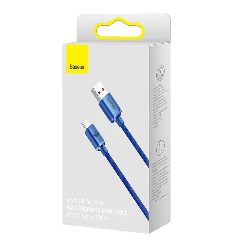 Baseus Crystal Shine kábel USB na USB-C, 100W, 2m (modrý)