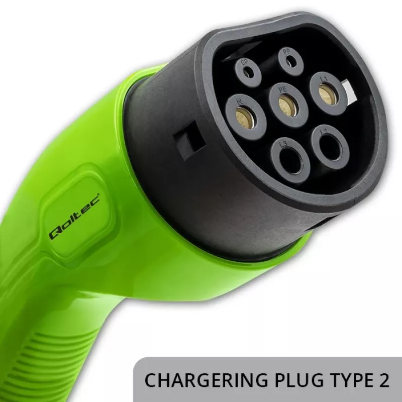 Qoltec mobilná nabíjačka pre elektromobily nastaviteľná 2v1 Type2 | 7kW | 230V | CEE 3 PIN | Wi-Fi | LCD | prenosná | wallbox | 5m