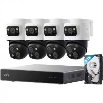 NVR bezpečnostný rekordér Eufy S4 Max — 8-kanálový, 4K (3840×2160), HDD 2 TB (až do 16 TB), čierna/sivá/biela