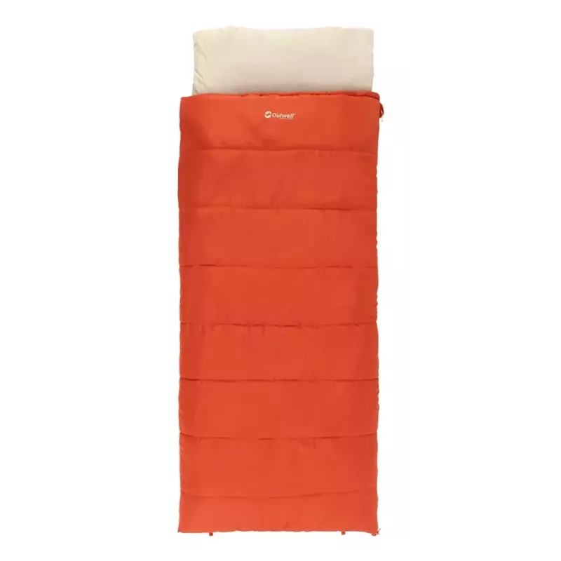 Spací vak Outwell Contour Lux rektangulárny pre dospelých, polyester, 2200×850 mm, max. výška postavy 190 cm, červený