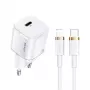 USAMS T36 Mini USB-C sieťová nabíjačka, 20 W, PD 3.0, s 1 m USB-C na Lightning káblom