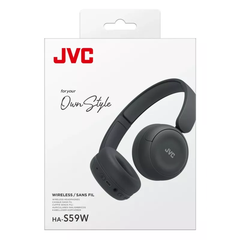 Headset JVC HA-S59W — káblový & bezdrôtový Bluetooth, USB‑C, supraaurálny, 20 – 20000 Hz, 1,2 m kábel, 148 g, čierny