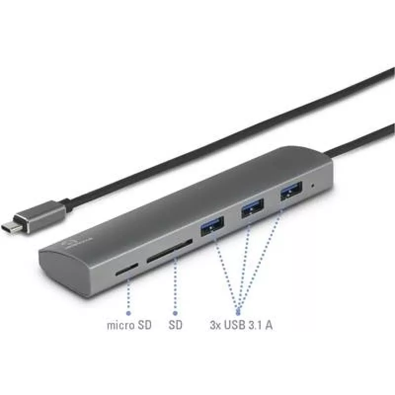 Renkforce RF-3374948 rozbočovač rozhraní USB 2.0 Type-C 5000 Mbit/s strieborný (RF-3374948)