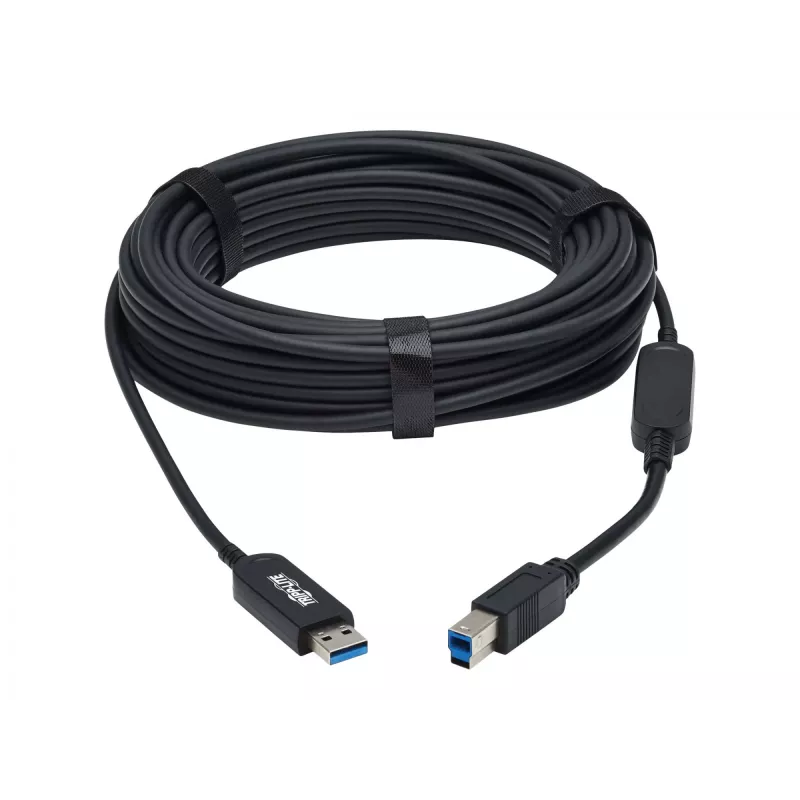 Eaton Tripp Lite séria USB 3.2 Gen 1 Plenum-certifikovaný sklolaminátový aktívny kábel (AOC) - A/B M/M, čierny, 20 m - USB kábel - USB Type-A (M) na USB Type-B (M) - USB 3.2 Gen 1 - 20,0 m - P