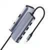 USB-C hub Cudy UH500 — USB 3.2 Gen 1 Type-C host, 6 portov s USB 3.2 Gen 1 Type-A a HDMI, 5000 Mbit/s, sivý/strieborný