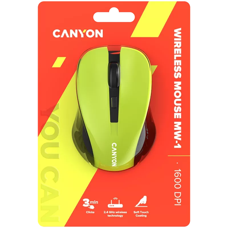 Myš CANYON MW-1 wireless žltá CNE-CMSW1Y rozhranie