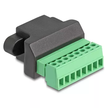 Delock adaptér zásuvky RJ45 na svorkovnicu, 8-pin, 2-dielny, čierna/zelená (66589)