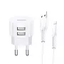 usams nabíjačka T20 2x USB 2.1A s Lightning káblom – prenosná USB nástenná nabíjačka