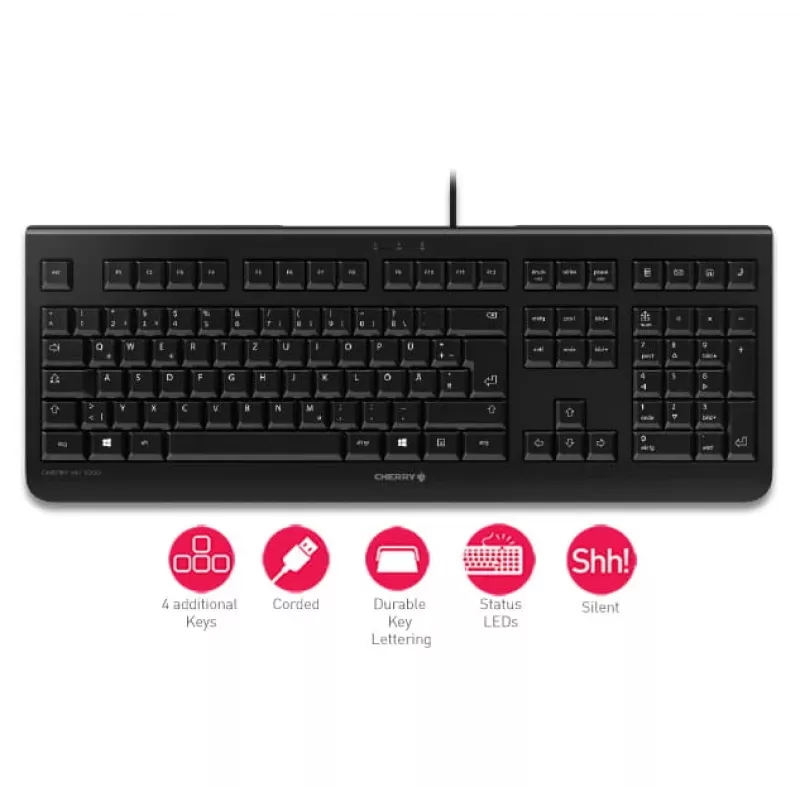 CHERRY KC 1000 klávesnica Home USB švajčiarske rozloženie čierna