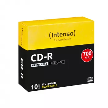 CD-R Intenso 1801622 700 MB 52x potlačiteľné 10 kusov tenké puzdro