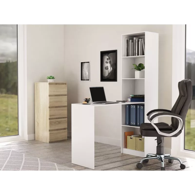Topeshop R50 BIEL Z BIURKIEM počítačový stôl biely
