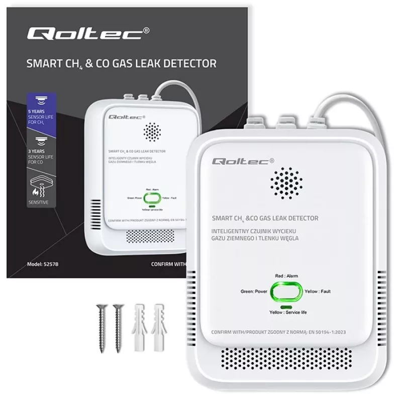 Detektor plynu a oxidu uhoľnatého LED